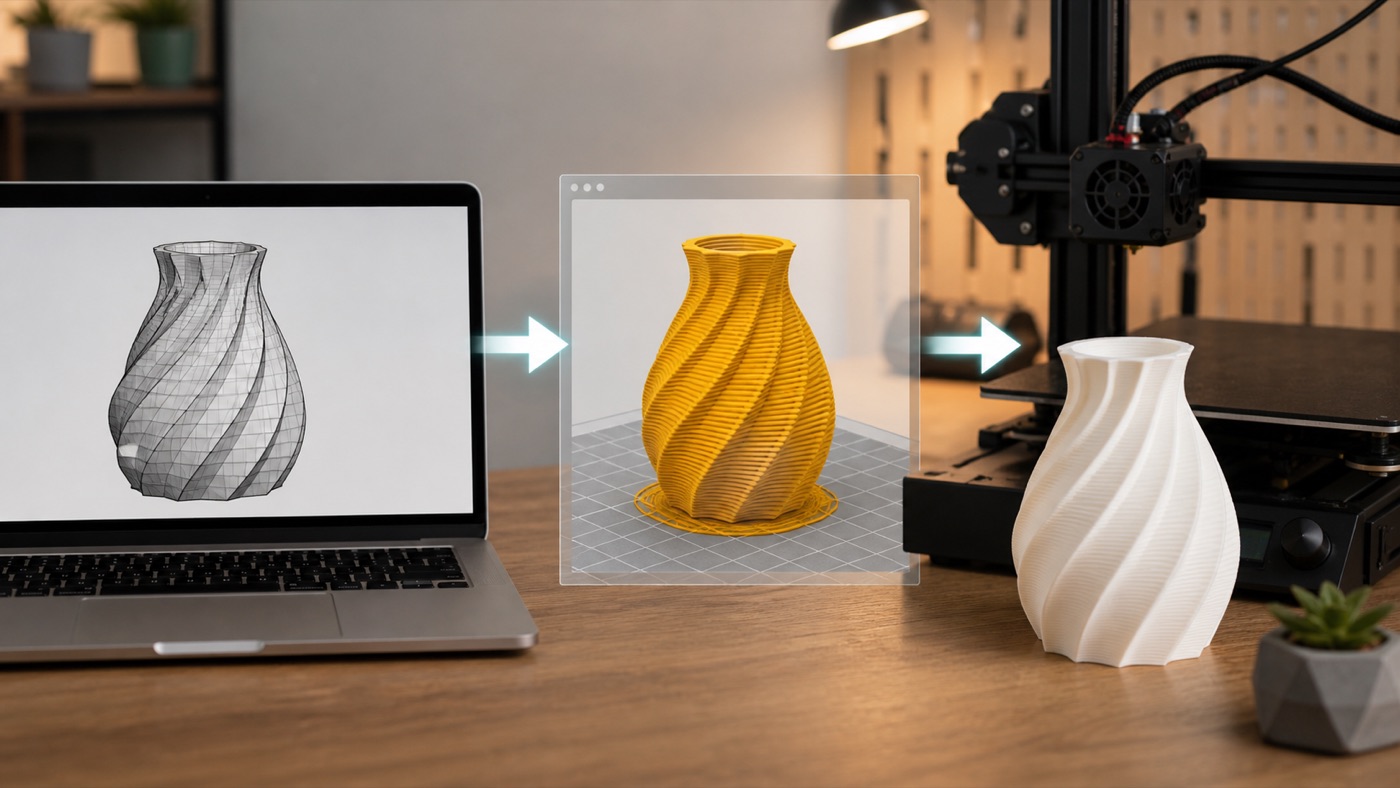 CAD model transformed into finished 3D printed object