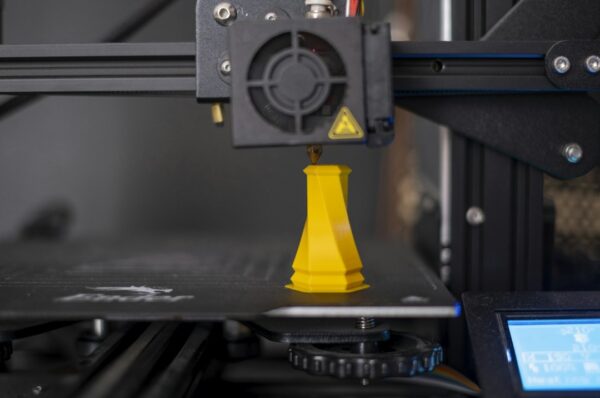 Close up 3D printing process showing deposited layers