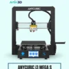 Anycubic i3 Mega S 3D Printer on a mint background with Artin3D branding