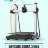 Anycubic Kobra 3 Max 3D Printer on a mint background with Artin3D branding