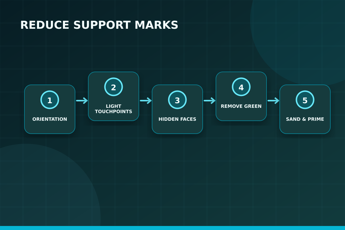 Resin support mark reduction workflow