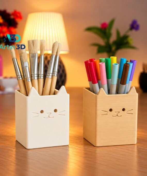 3D Printed Cat Face Pen Holder – Artin3D Bangladesh