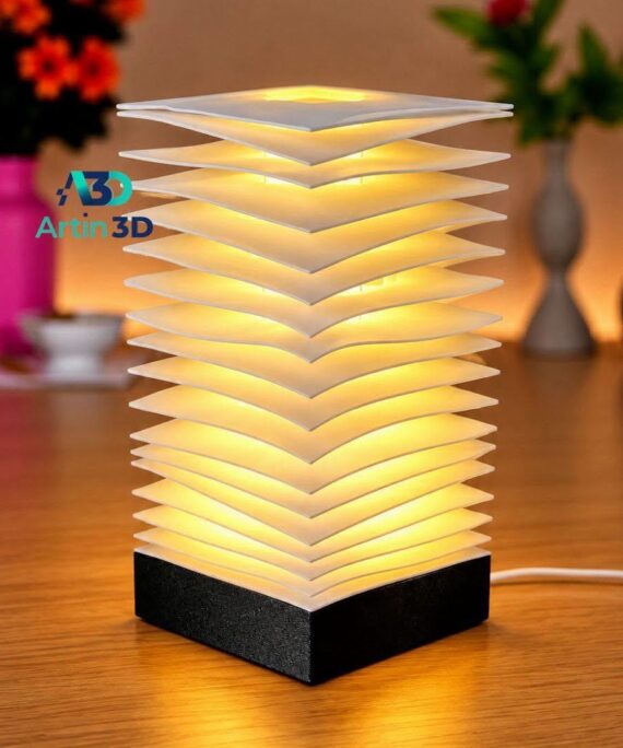 3D Printed Layered Square Table Lamp – Artin3D Bangladesh