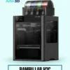 Bambu Lab H2C AMS Combo 3D Printer with included AMS filament system on a mint background with Artin3D branding