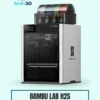 Bambu Lab H2S AMS Combo 3D Printer with included AMS filament system on a mint background with Artin3D branding