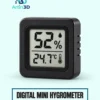Digital Mini Hygrometer on a pale mint background with Artin3D branding