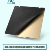 Dual-Sided Textured and Smooth PEI Build Plate on a pale mint background with Artin3D branding