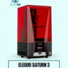 ELEGOO Saturn 3 Resin 3D Printer on a pale mint background with Artin3D branding