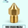 MK8 Brass Nozzle for 1.75mm Filament on a pale mint background with Artin3D branding