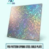 PEO Pattern Spring Steel Build Plate on a pale mint background with Artin3D branding