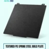 Textured PEI Spring Steel Build Plate on a pale mint background with Artin3D branding